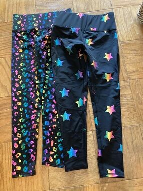 Rainbow Star & Leopard Print Active Leggings Set